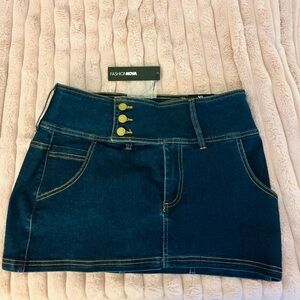 Fashion Nova Dark Blue Denim Skirt
